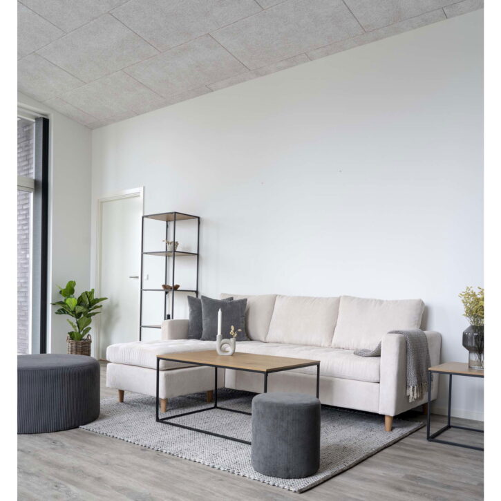 QUVIO Eikenlook salontafel – Staal – 60x90x45 cm – Eikenlook