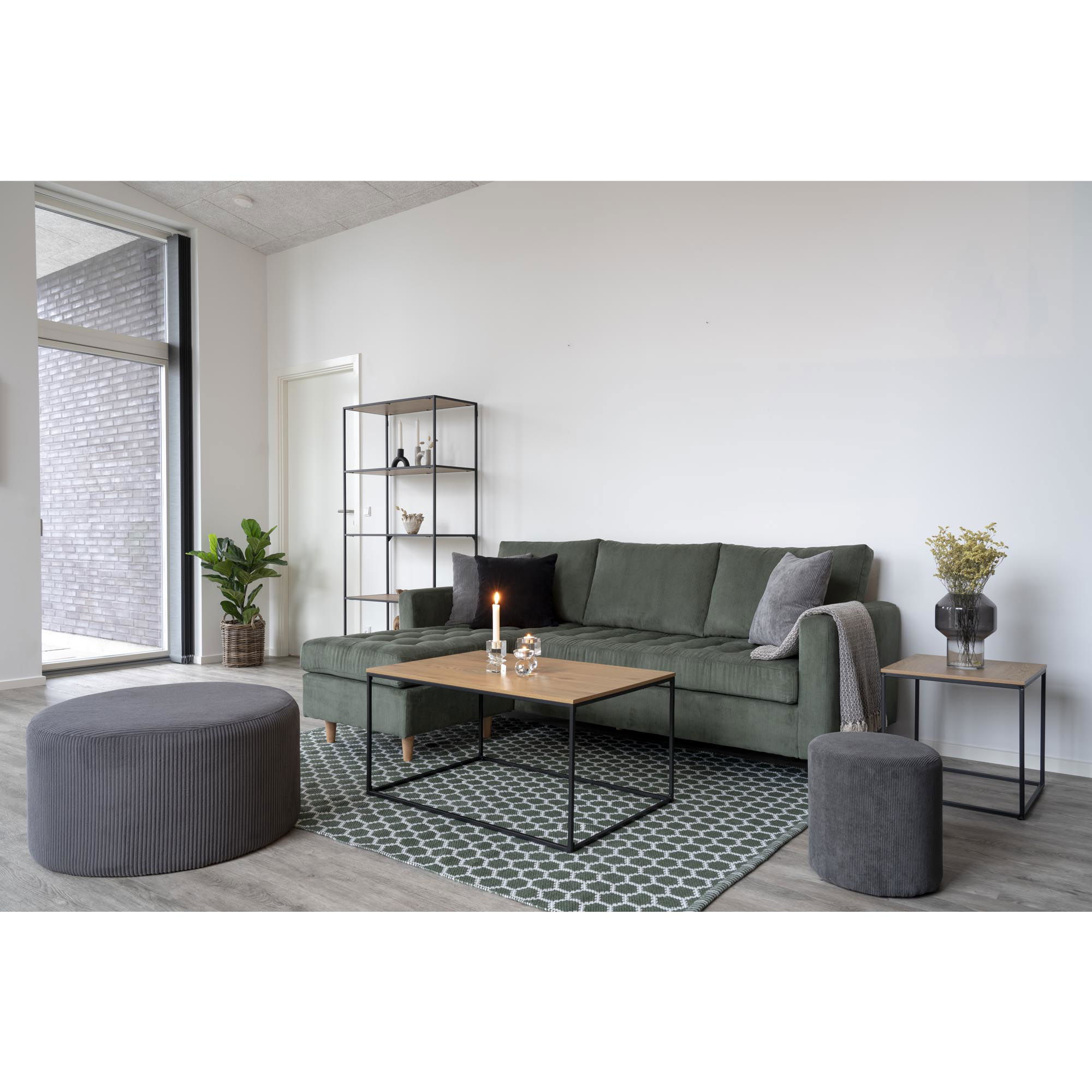 QUVIO Eikenlook salontafel – Staal – 60x90x45 cm – Eikenlook
