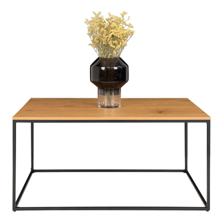 QUVIO Eikenlook salontafel – Staal – 60x90x45 cm – Eikenlook