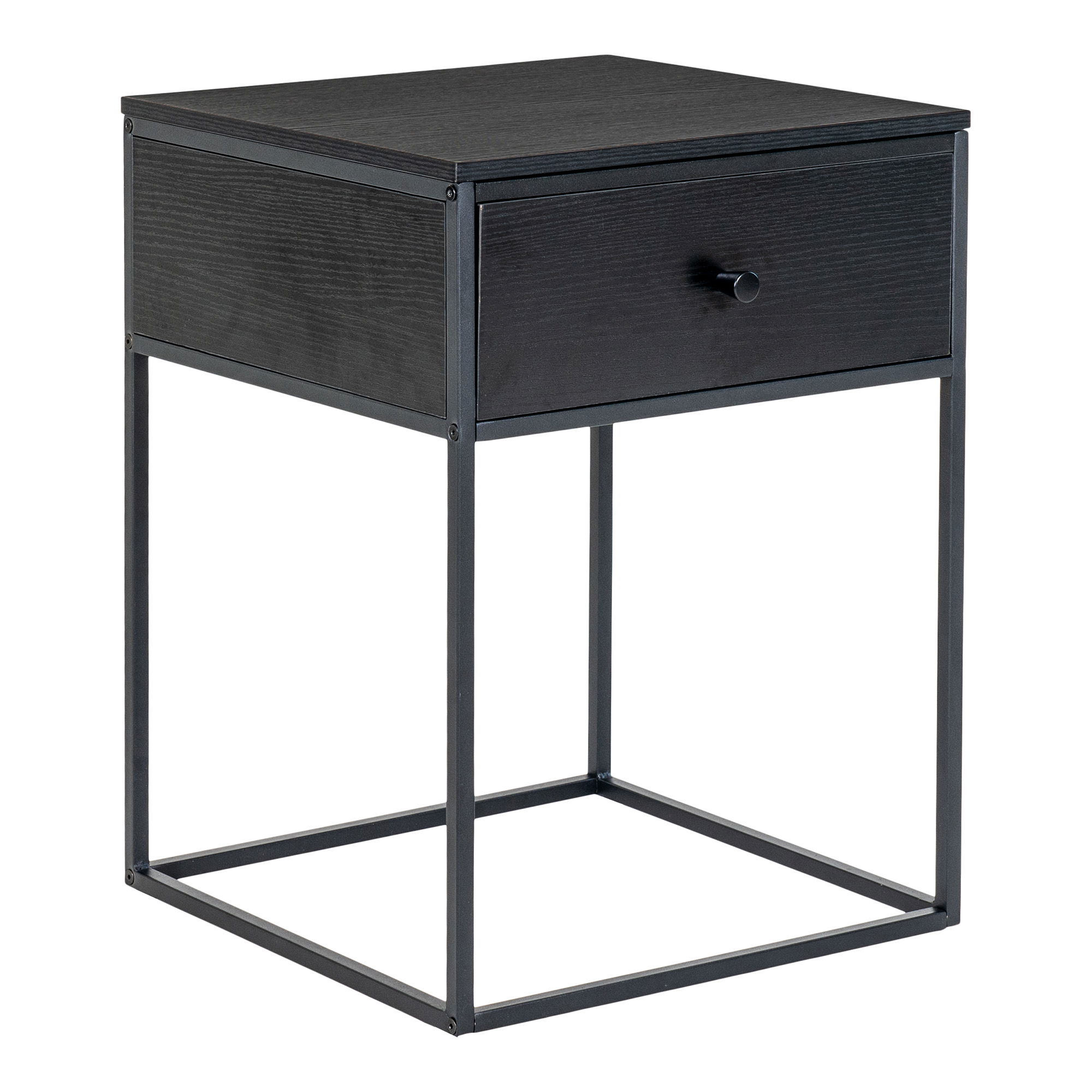 QUVIO Nachtkastje zwart – Zwart – Staal – 40x40x55 cm – 1 lade
