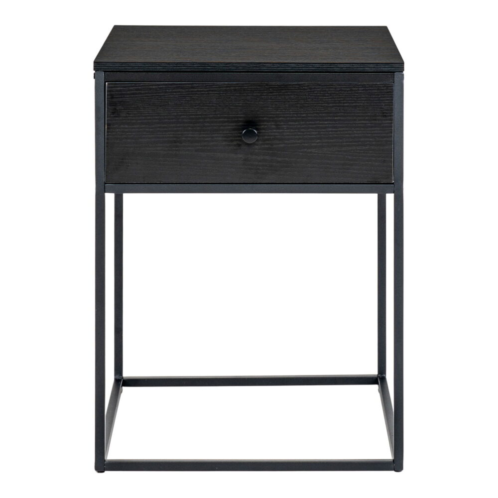 QUVIO Nachtkastje zwart – Zwart – Staal – 40x40x55 cm – 1 lade