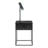 QUVIO Nachtkastje zwart – Zwart – Staal – 40x40x55 cm – 1 lade