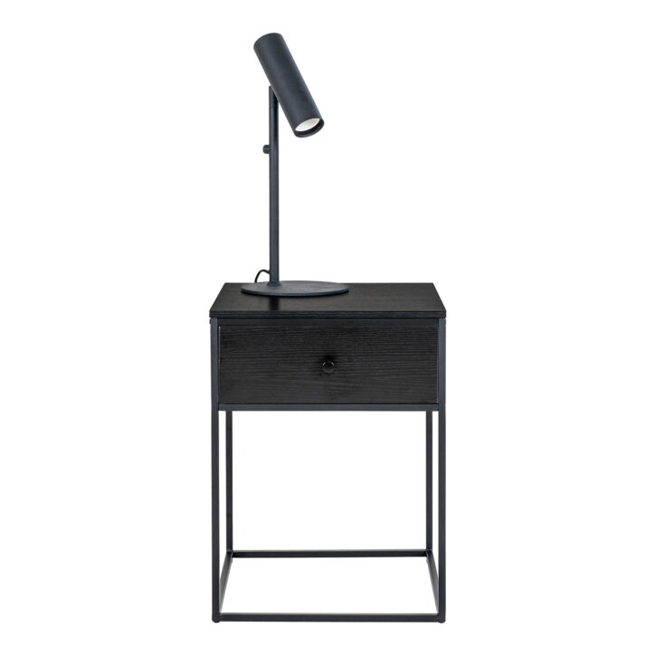QUVIO Nachtkastje zwart – Zwart – Staal – 40x40x55 cm – 1 lade
