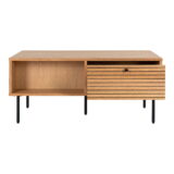 QUVIO Salontafel Tallinn – Eikenfineer – Zwarte metalen poten – 2 lades