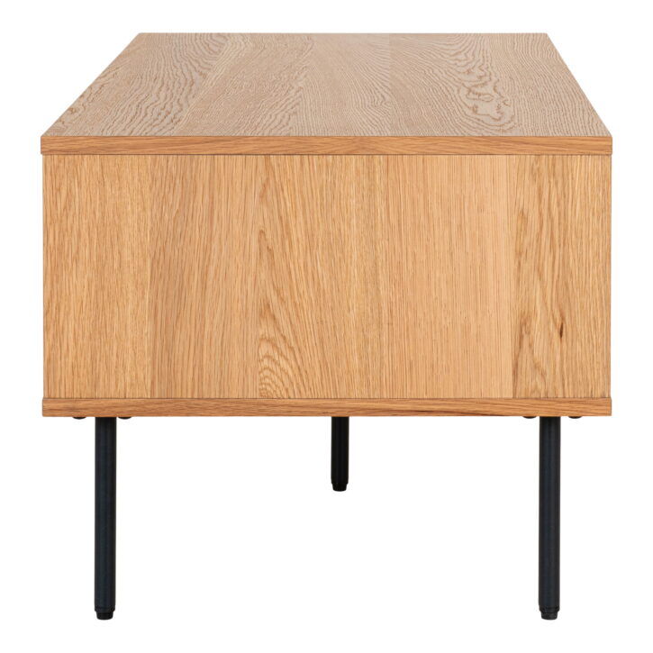 QUVIO Salontafel Tallinn – Eikenfineer – Zwarte metalen poten – 2 lades