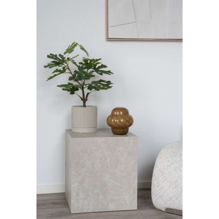 QUVIO Marmeren bijzettafel – Marmerlook – 40x40x45 cm – MDF en Decorpapier – Beige