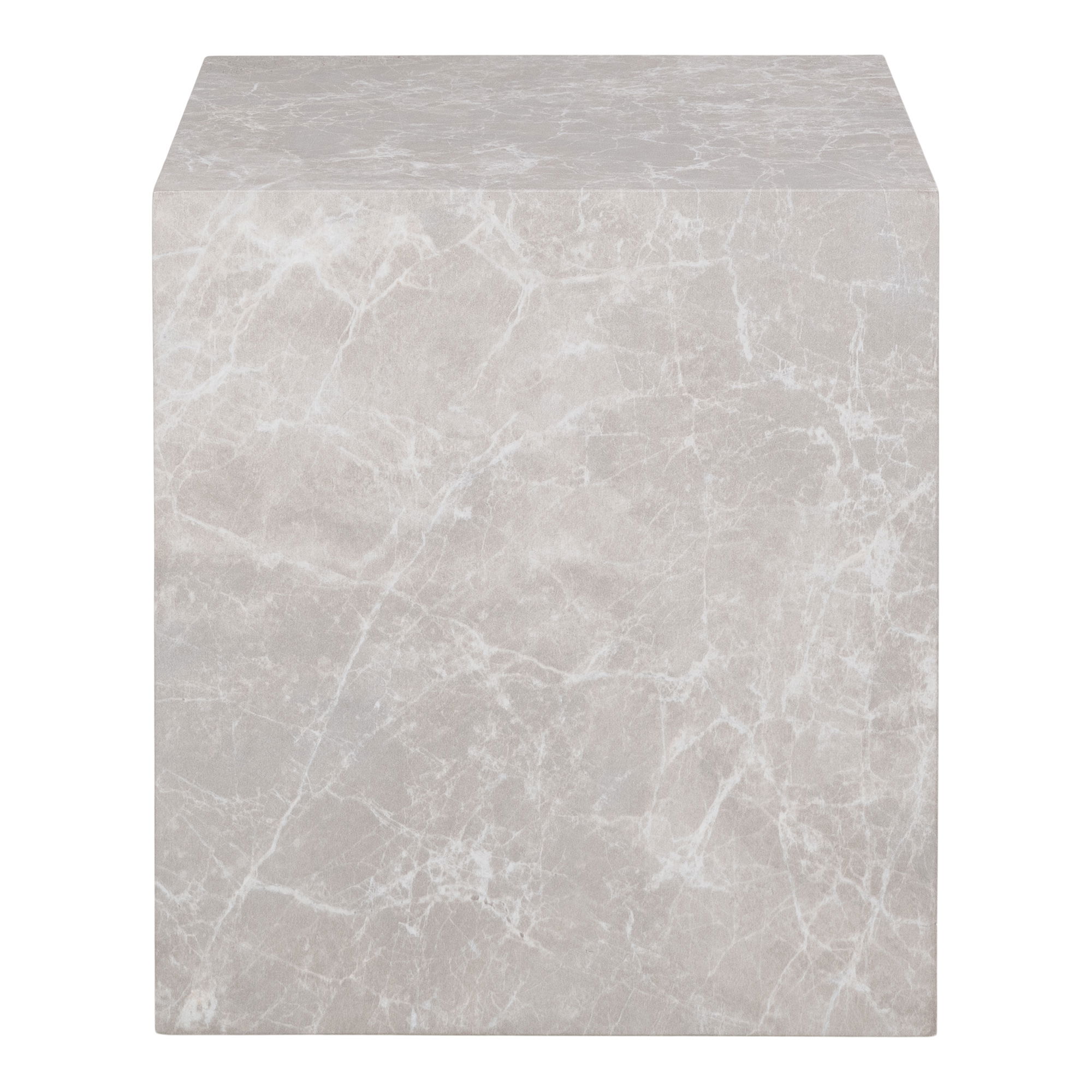 QUVIO Marmeren bijzettafel – Marmerlook – 40x40x45 cm – MDF en Decorpapier – Beige