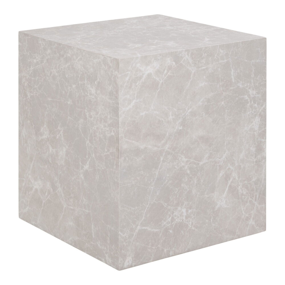 QUVIO Marmeren bijzettafel – Marmerlook – 40x40x45 cm – MDF en Decorpapier – Beige