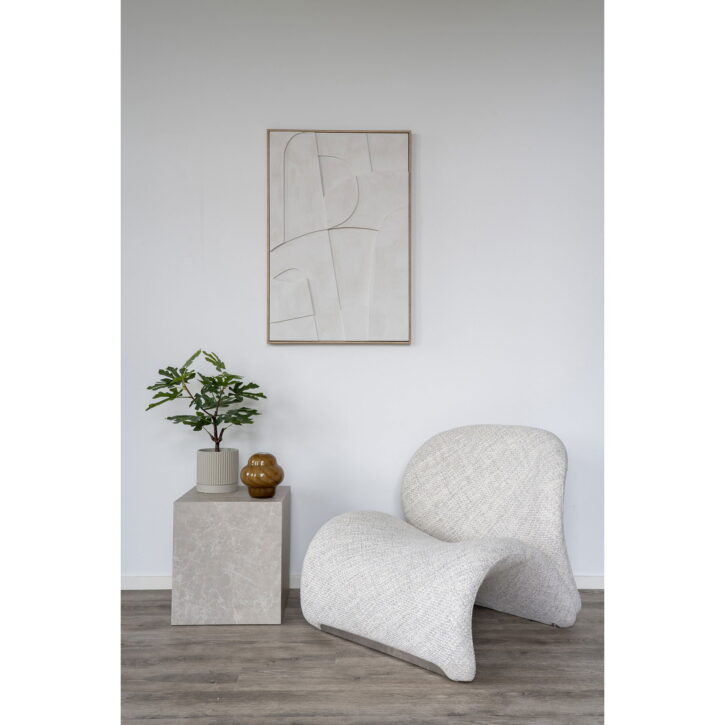 QUVIO Marmeren bijzettafel – Marmerlook – 40x40x45 cm – MDF en Decorpapier – Beige