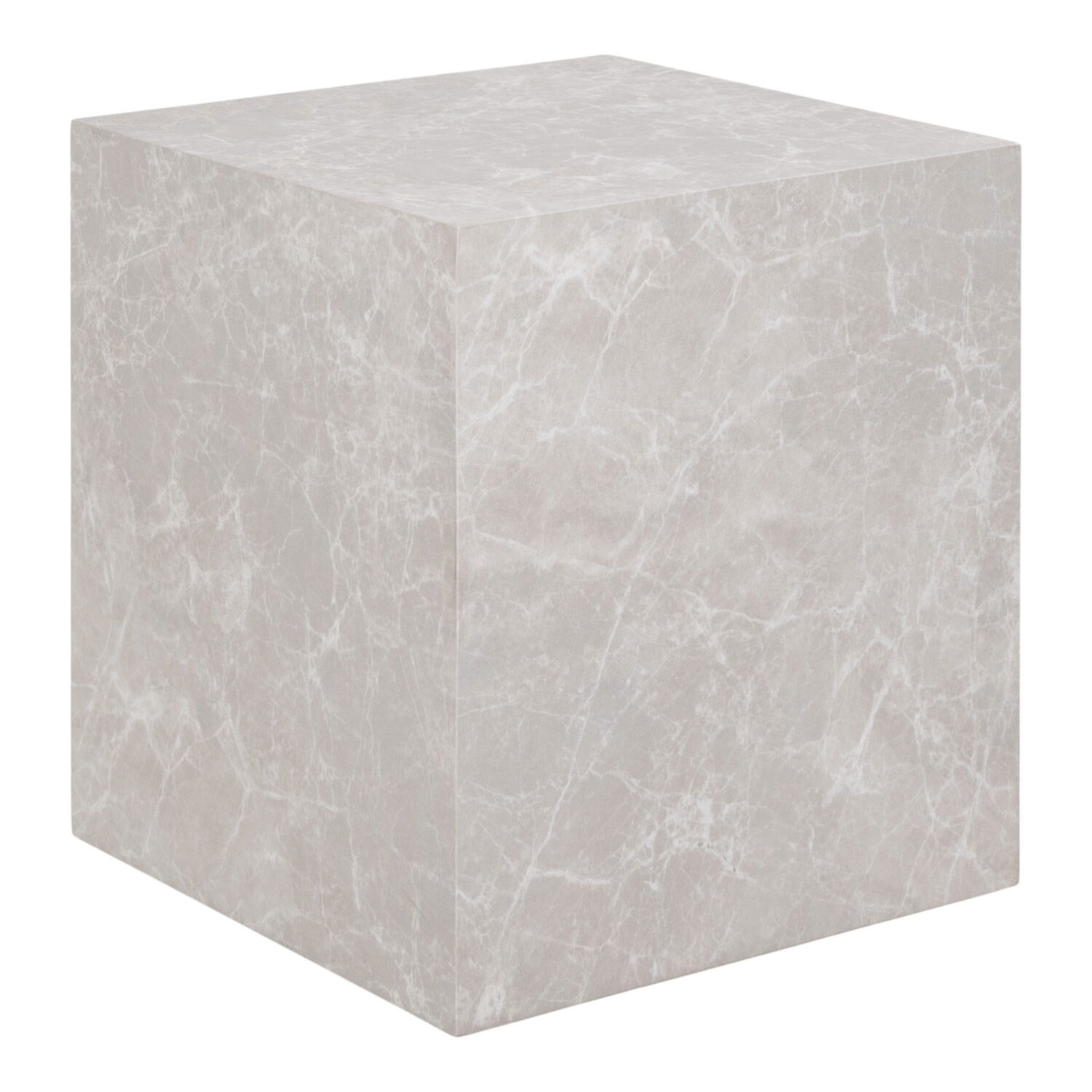 QUVIO Marmeren bijzettafel – Marmerlook – 40x40x45 cm – MDF en Decorpapier – Beige