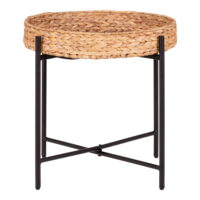 QUVIO Bijzettafel – Naturel – Zwart  – Metaal – Waterhyacint