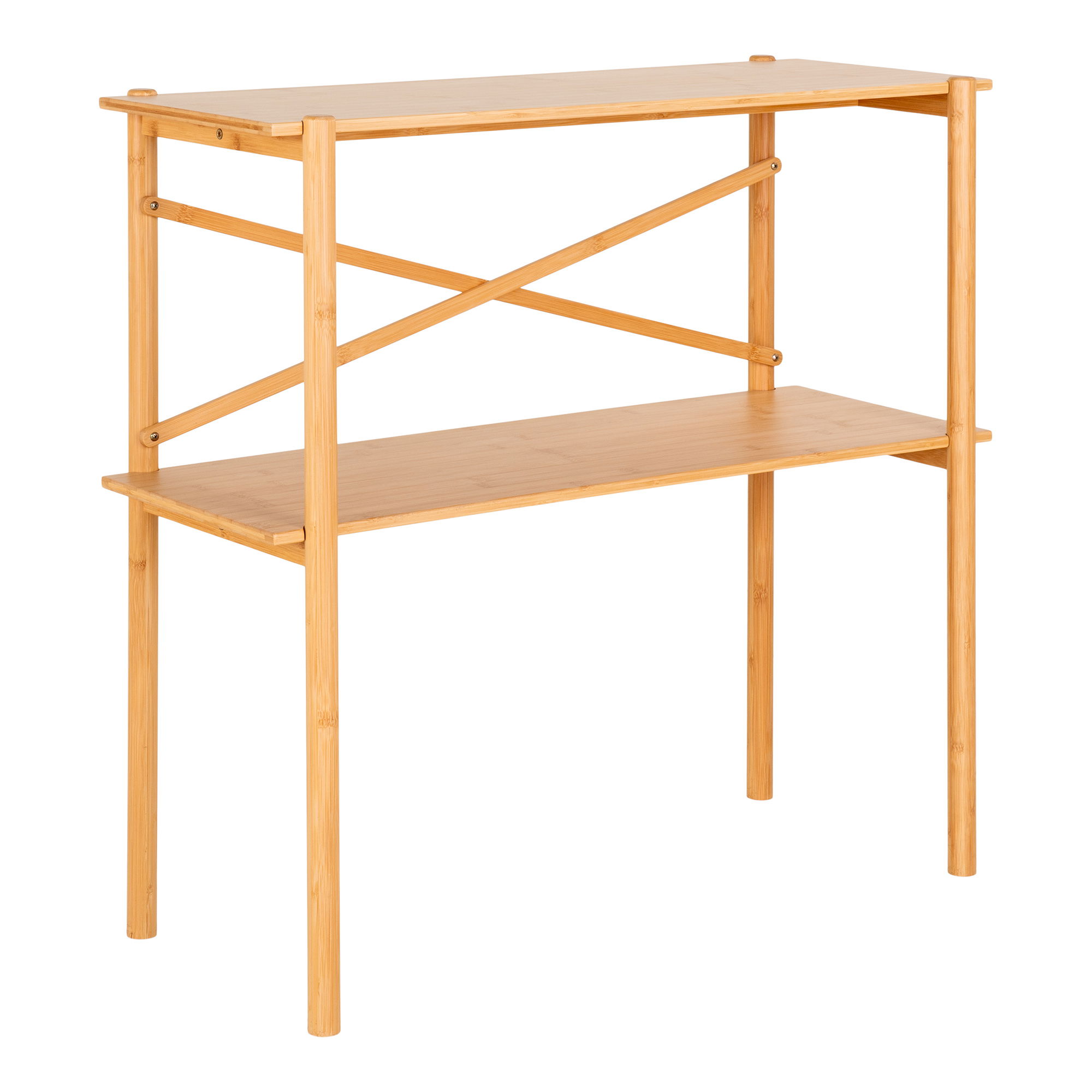 QUVIO Bijzettafel – Bamboe – 83x32x80,5 cm – Naturel