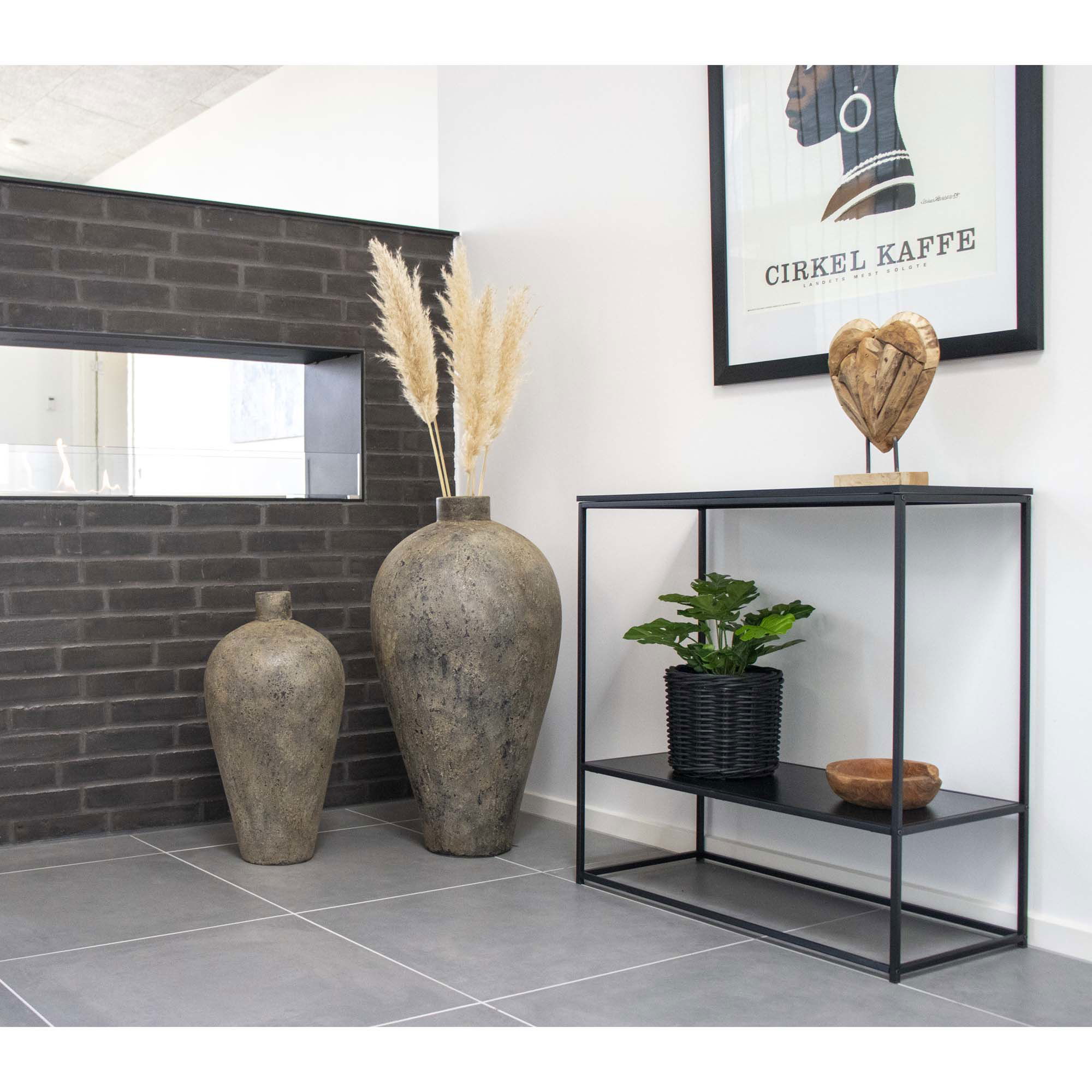 QUVIO Bijzettafel industrieel – 2 Planken  – 80x36x80 cm – Staal – Zwart