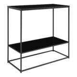 QUVIO Bijzettafel industrieel – 2 Planken  – 80x36x80 cm – Staal – Zwart