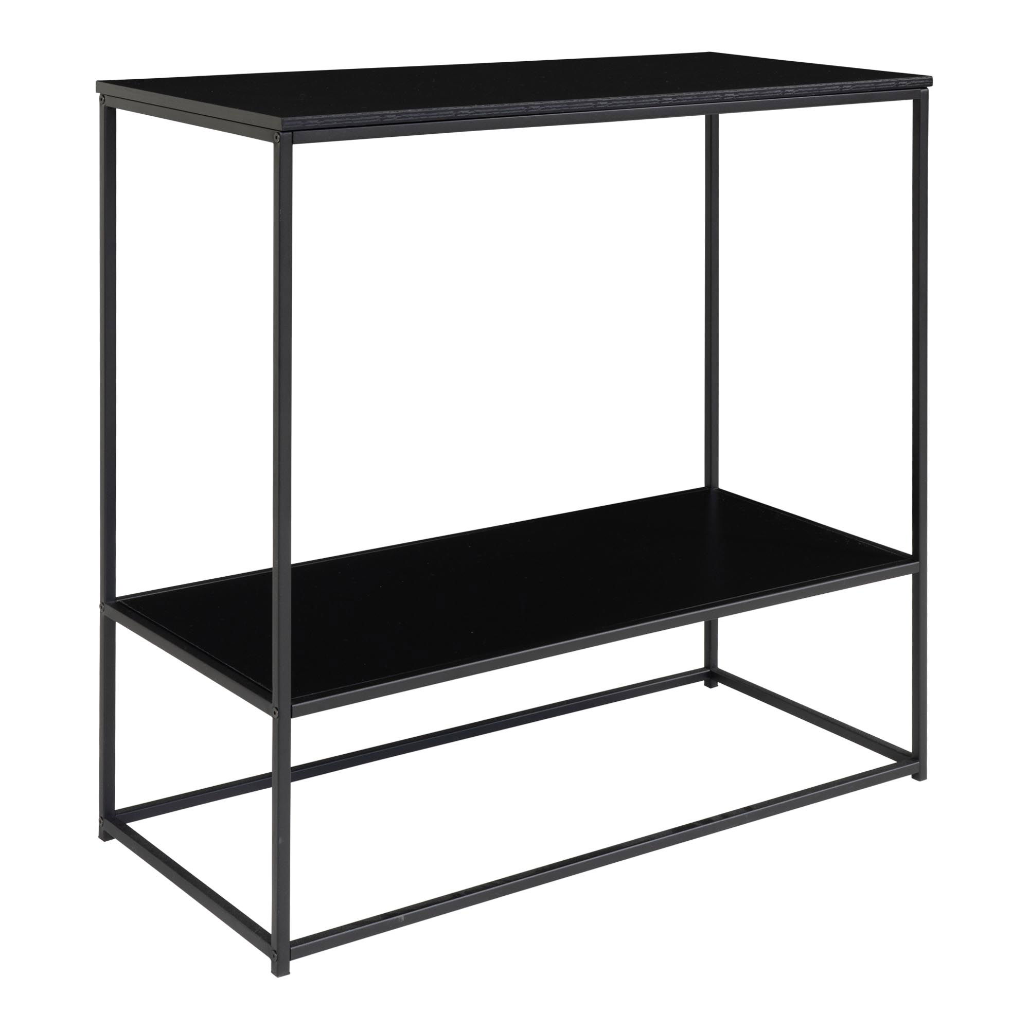 QUVIO Bijzettafel industrieel – 2 Planken  – 80x36x80 cm – Staal – Zwart