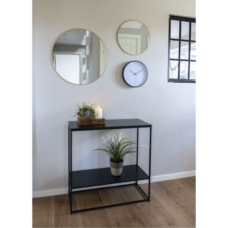 QUVIO Bijzettafel industrieel – 2 Planken  – 80x36x80 cm – Staal – Zwart