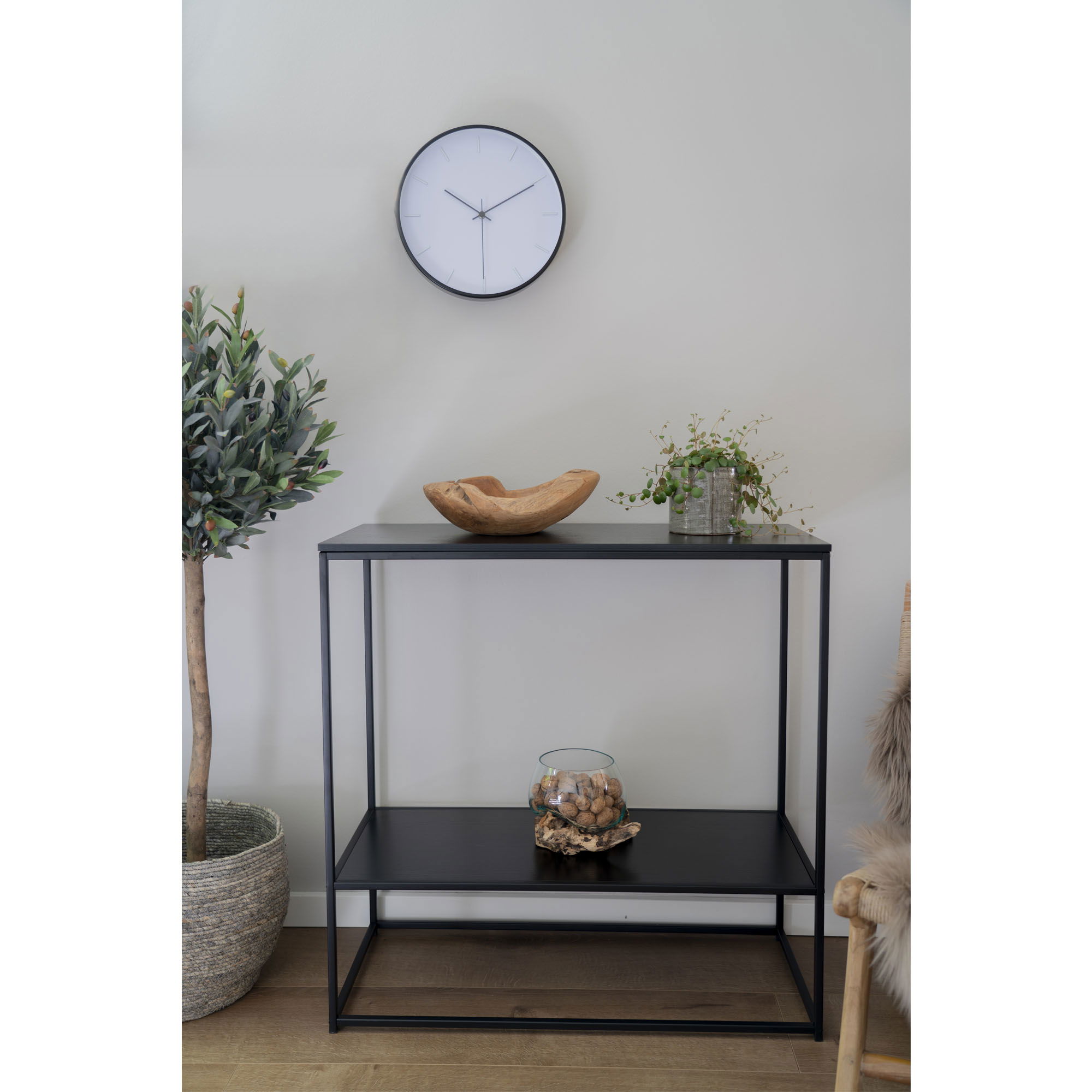QUVIO Bijzettafel industrieel – 2 Planken  – 80x36x80 cm – Staal – Zwart