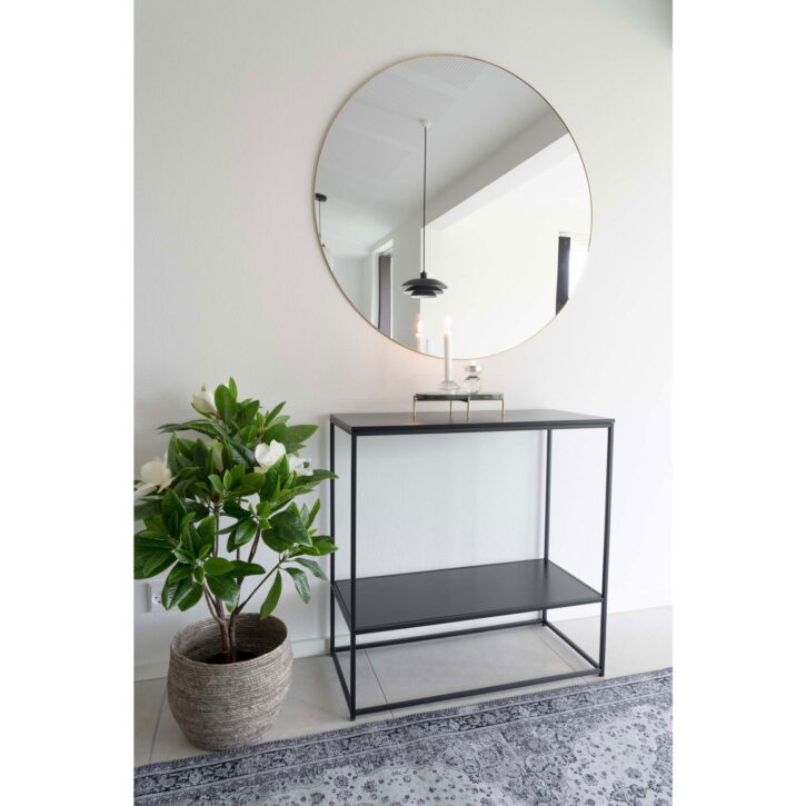 QUVIO Bijzettafel industrieel – 2 Planken  – 80x36x80 cm – Staal – Zwart