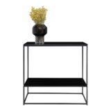 QUVIO Bijzettafel industrieel – 2 Planken  – 80x36x80 cm – Staal – Zwart