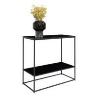 QUVIO Bijzettafel industrieel – 2 Planken  – 80x36x80 cm – Staal – Zwart