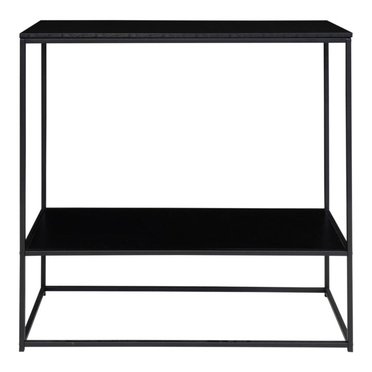 QUVIO Bijzettafel industrieel – 2 Planken  – 80x36x80 cm – Staal – Zwart