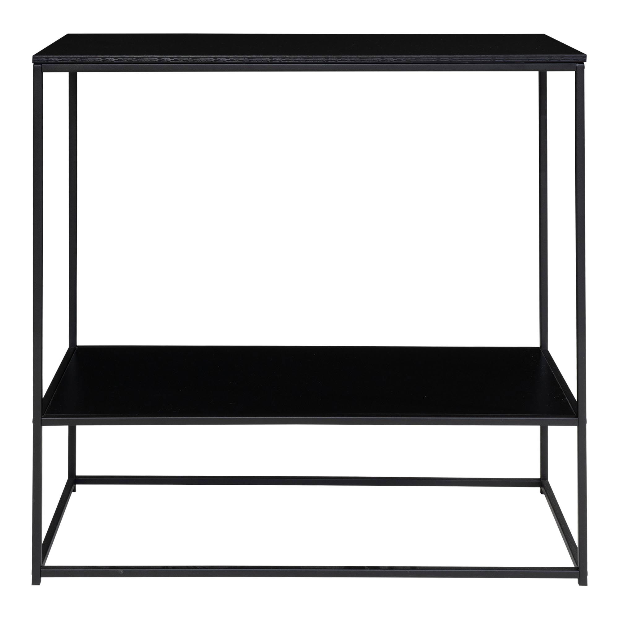 QUVIO Bijzettafel industrieel – 2 Planken  – 80x36x80 cm – Staal – Zwart