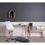 QUVIO Bureau Berlin – Wit en lichtbruin – 120x60x75 cm