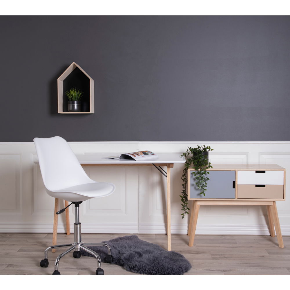 QUVIO Bureau Berlin – Wit en lichtbruin – 120x60x75 cm