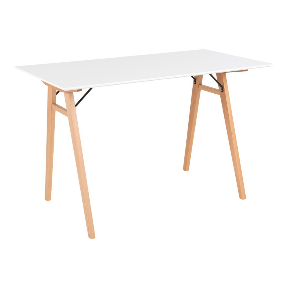 QUVIO Bureau Berlin – Wit en lichtbruin – 120x60x75 cm