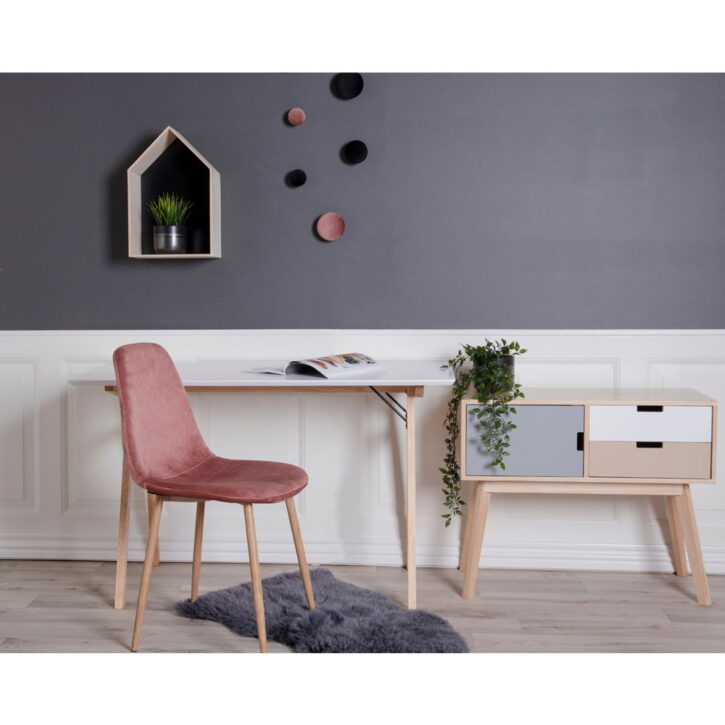 QUVIO Bureau Berlin – Wit en lichtbruin – 120x60x75 cm