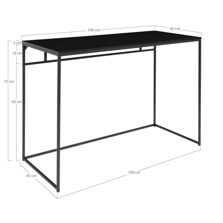 QUVIO Zwart bureau – 100x45x75 cm – Staal – Zwart