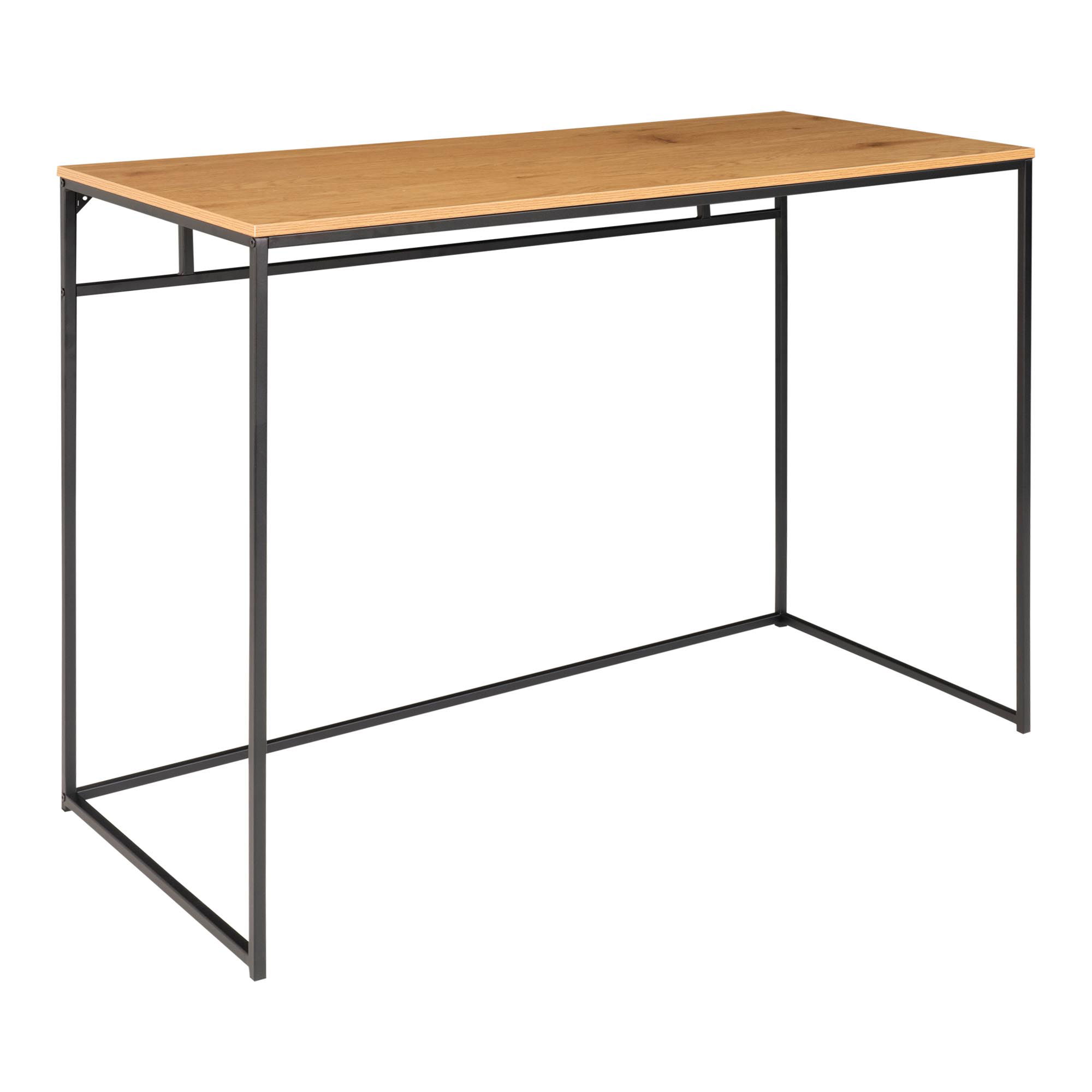 QUVIO Bureau eikenlook – Staal – Natuurlijke Eiken Look