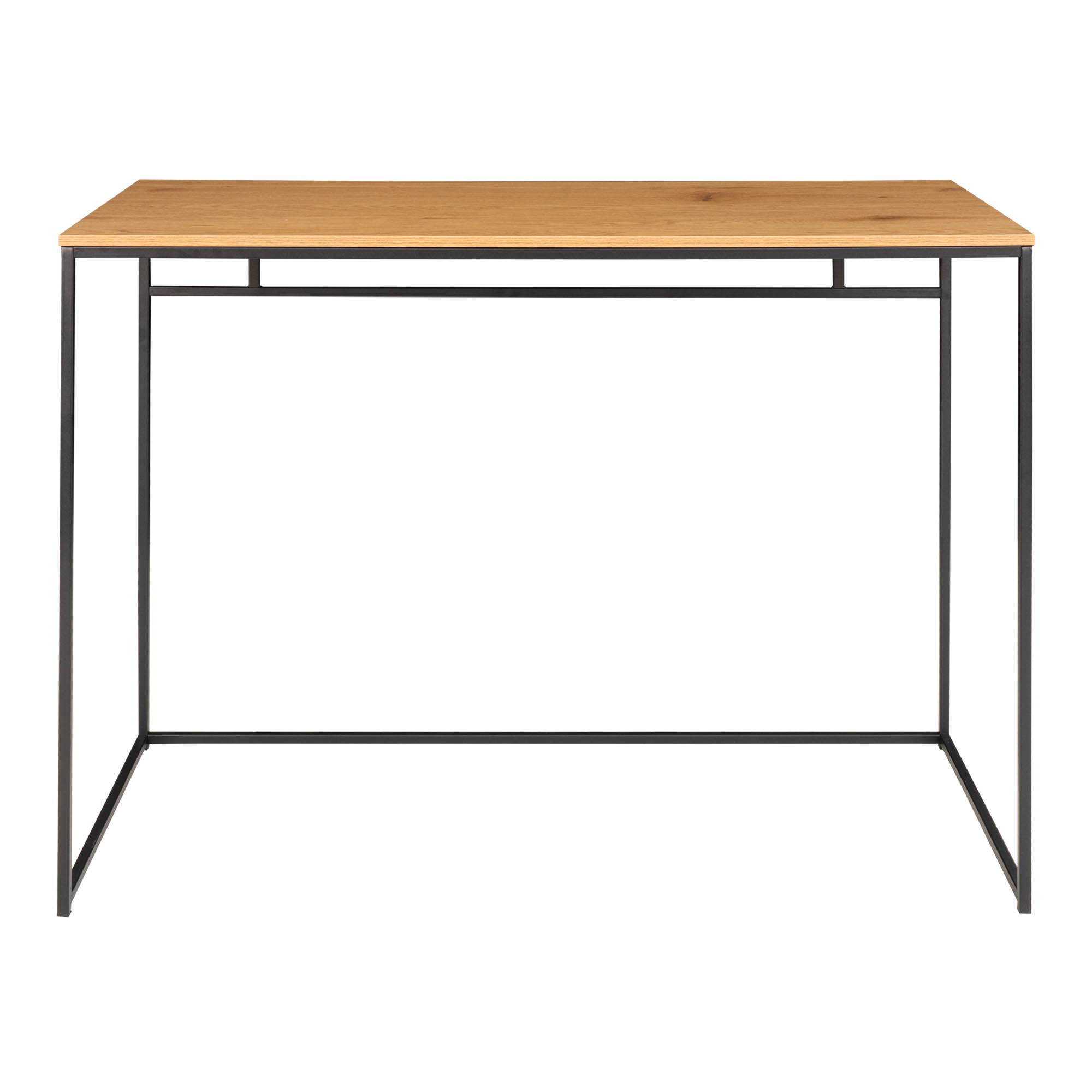 QUVIO Bureau eikenlook – Staal – Natuurlijke Eiken Look