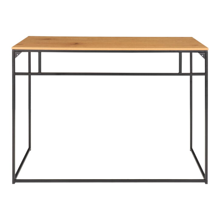 QUVIO Bureau eikenlook – Staal – Natuurlijke Eiken Look
