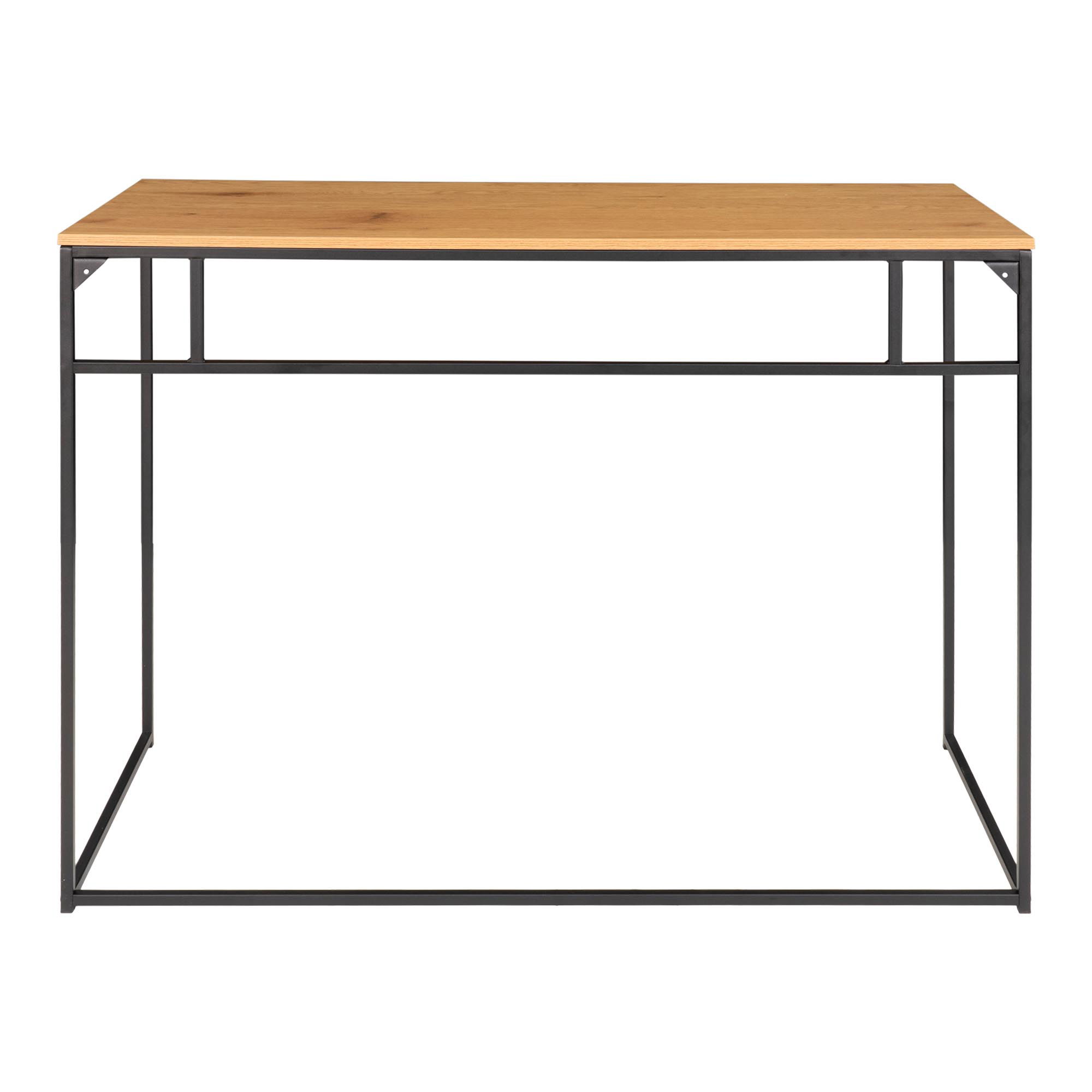 QUVIO Bureau eikenlook – Staal – Natuurlijke Eiken Look