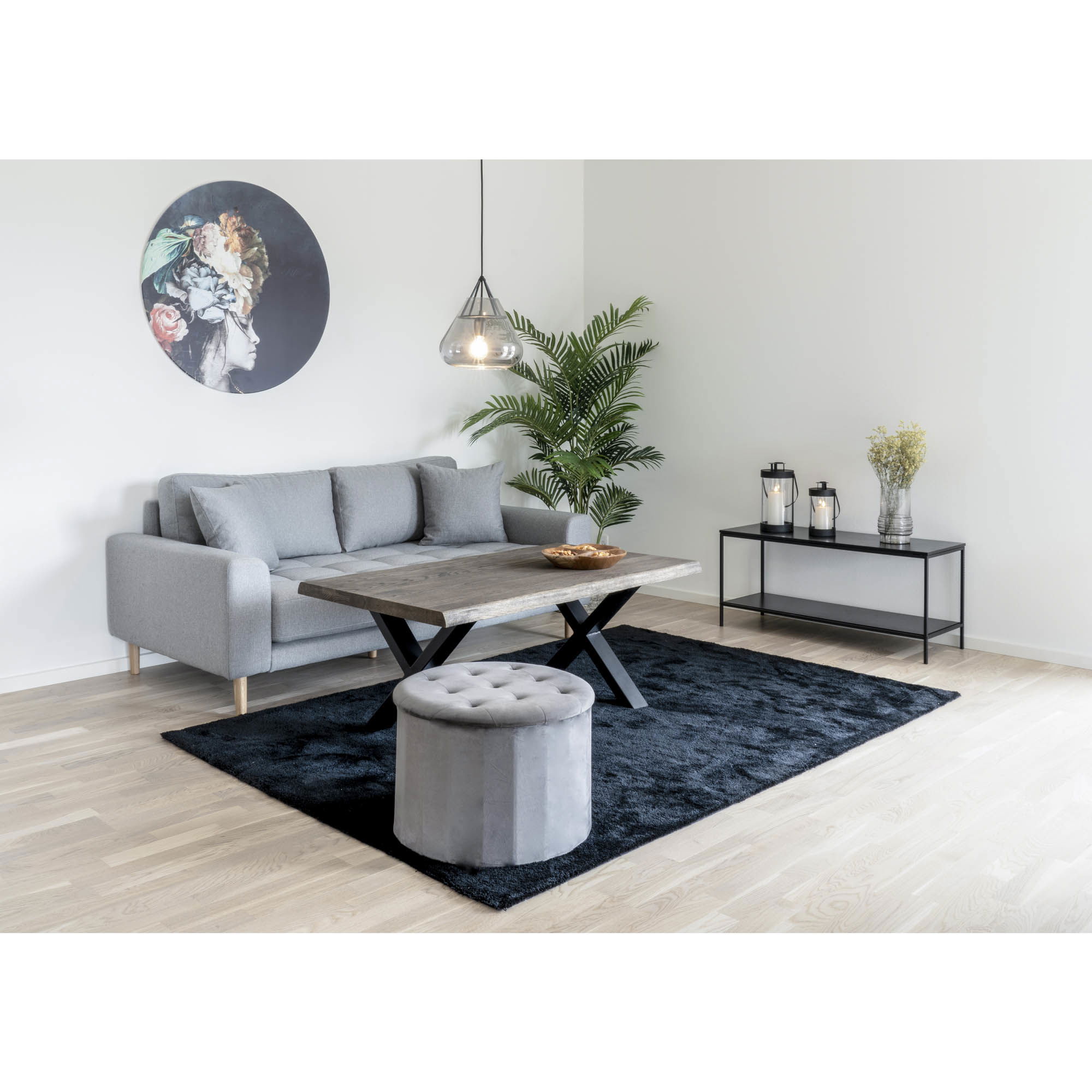 QUVIO TV-Meubel industrieel – Zwart – Staal – 2 Planken