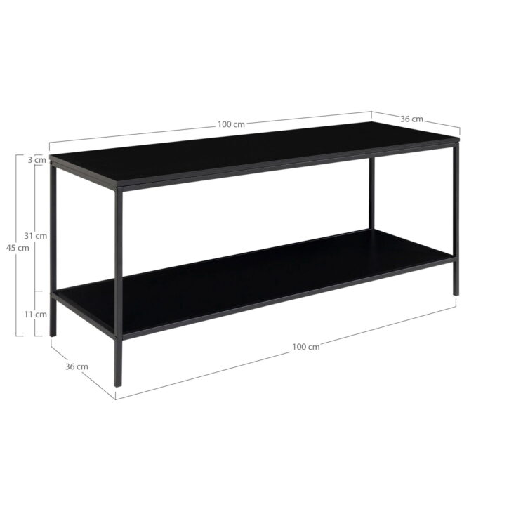 QUVIO TV-Meubel industrieel – Zwart – Staal – 2 Planken