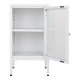 QUVIO Stijlvolle Kast – Bijzetkast Praag – Wit – 38x35x70 cm – Staal en Glas