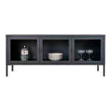 QUVIO TV-Meubel Brussel – Stijlvol en Duurzaam – Zwart Staal en Glas