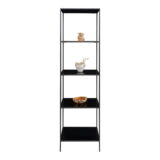QUVIO Wandkast Gothenburg – Zwart – 5 planken – Staal en Spaanplaat – 51x36x170 cm