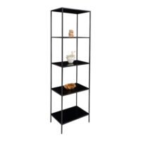 QUVIO Wandkast Gothenburg – Zwart – 5 planken – Staal en Spaanplaat – 51x36x170 cm