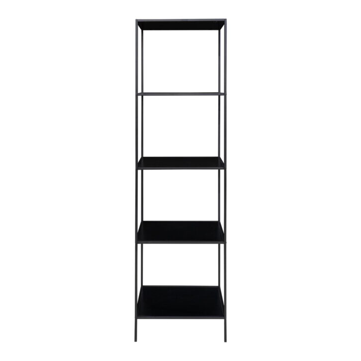 QUVIO Wandkast Gothenburg – Zwart – 5 planken – Staal en Spaanplaat – 51x36x170 cm