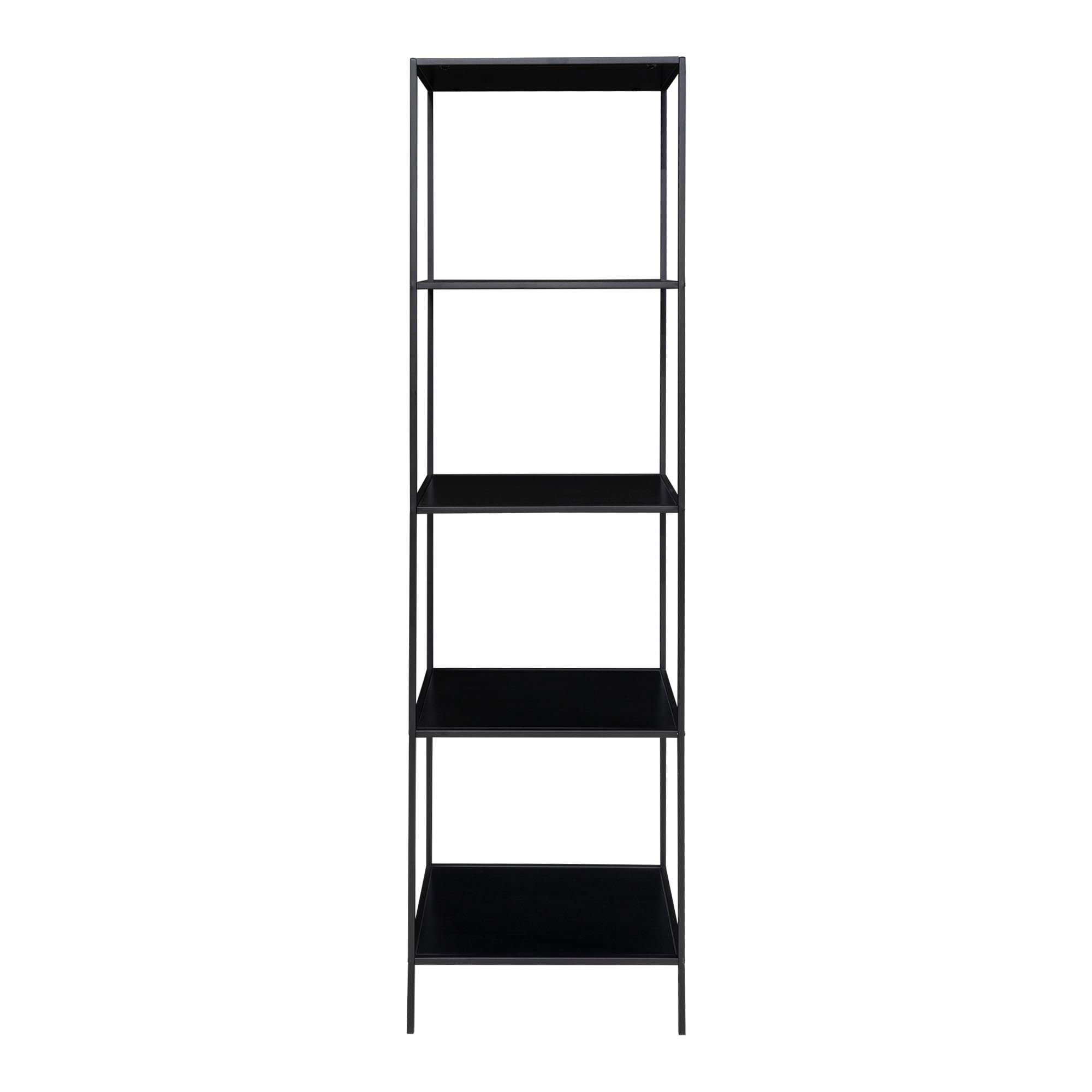 QUVIO Wandkast Gothenburg – Zwart – 5 planken – Staal en Spaanplaat – 51x36x170 cm