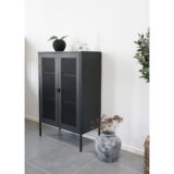 QUVIO Zwarte metalen vitrinekast – Twee gaasdeuren – 80x40x120 cm