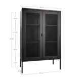 QUVIO Zwarte metalen vitrinekast – Twee gaasdeuren – 80x40x120 cm