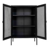QUVIO Zwarte metalen vitrinekast – Twee gaasdeuren – 80x40x120 cm