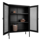 QUVIO Zwarte metalen vitrinekast – Twee gaasdeuren – 80x40x120 cm