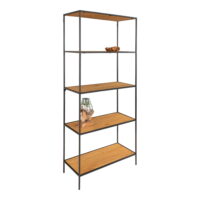 QUVIO Wandkast Gothenburg – Stijlvolle eikenlook – Zwart frame – 5 ruime planken