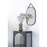 QUVIO Wandkast Adelaide – Zwart Staal en Glas – 50x35x110 cm