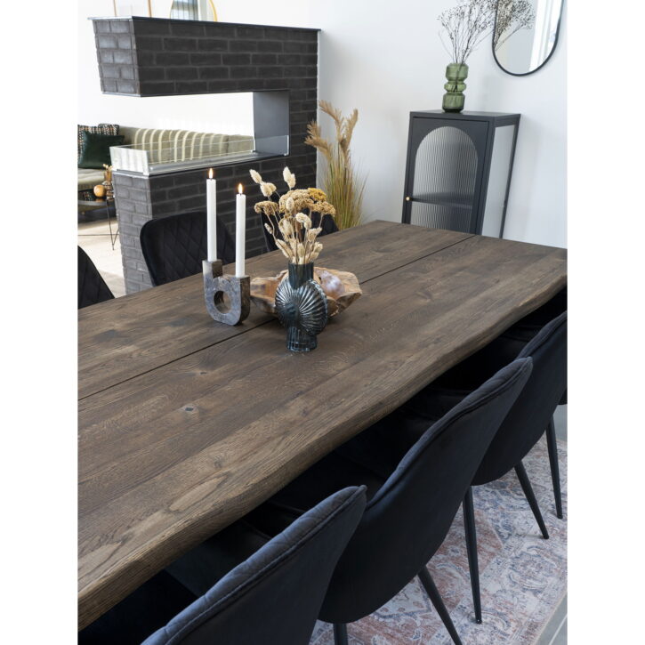 QUVIO Wandkast Adelaide – Zwart Staal en Glas – 50x35x110 cm